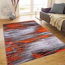 Rugs Area Rugs Carpets 8x10 Rug Modern Large Floor Orange Gray Living Room Rugs - £195.63 GBP