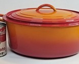 Descoware Flame Orange Cast Iron 4 Qt Oval Enamelware Pot Lid Dutch Oven... - $89.05