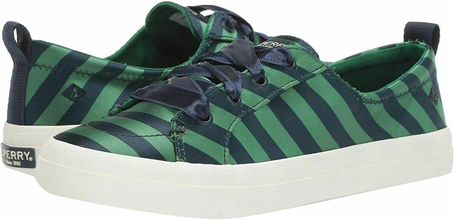 Sperry Crest Vibe Varsity Stripe Satin Sneaker, Navy/Green, 6 - $49.49