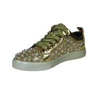 Mens Fancy Shoes By FIESSO AURELIO GARCIA, Spikes Rhine stones 2413 Gold image 4