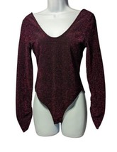 Zara Metallic Magenta Pink Stretch Knit Sparkly Glitter Bodysuit Size Me... - £22.38 GBP