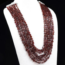 Natural Garnet Beads Fancy 6 Line 600 Carats Gemstone Ladies Beads Necklace - £85.05 GBP