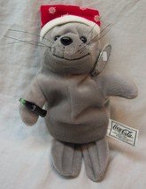 Coca-Cola Coke Cute Seal With Snowflake Hat 8&quot; Bean Bag Stuffed Animal Toy New - £11.59 GBP