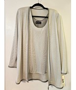 NWT $160 A.S.E. COLLECTION Dressy Silver 2pc Jacket Shell Set 12 Cardiga... - £25.08 GBP