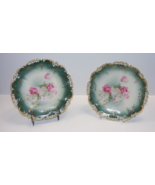 Vintage Porcelain Pottery 8 1/2&quot; Set of 2 Green Bowls Pink Roses R S Pru... - €126,65 EUR