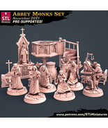 3D Printed STL Miniatures Abbey Monks Set 28 - 32mm War Gaming D&amp;D - $13.75 CAD+