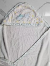 Vintage Cuddle Time Baby Hooded Bath Towel White &amp; Teal Bunnies S-T Designs - £15.46 GBP