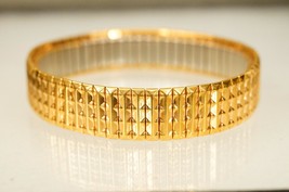 Vintage Speidel Gold EP Costume Jewelry Stainless Steel Expansion Bracelet - £18.59 GBP