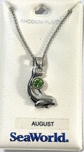 NWT SeaWorld Silver Rhodium Plated Dolphin Whale Necklace 18” August Bir... - $6.13 CAD