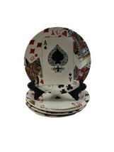 Set of 4 Poker Playing Casino Cards Dessert Plates 8in  - $29.65
