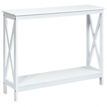 2-Tier Console X-Design Sofa Side Accent Table-White - Color: White - £87.60 GBP