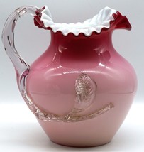 Antique Stevens &amp; Williams Hand Blown Peachblow Pitcher with Applied han... - £103.75 GBP