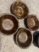 4 Weavewood Wooden 6” Salad Bowls MCM Checked Weave 2 sets of 4 Ava - $19.70