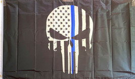 PUNISHER GAME 3x5&quot; FLAG POLICE BLUE STRIPE -BRASS GROMMETS INDOOR/OUT/ P... - $12.49