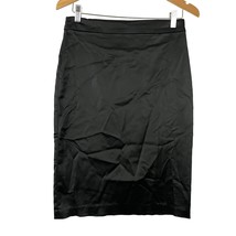 VTG Tadashi Black Satin Pencil Skirt Midi Stretch Sz 6 Women&#39;s - £20.82 GBP