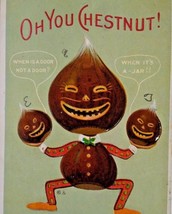 Halloween Postcard Fantasy Anthropomorphic Dressed Chestnut Monster Goblin JOL - £44.48 GBP