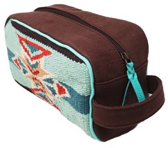 Western Brown Canvas Handwoven Inlay Toiletry Dopp Kit Cosmetic Bag 18RTT06 - £47.09 GBP