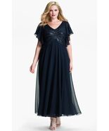 J Kara V-Neck Sequin Bodice Dress Plus Sz 18 Navy - $108.90