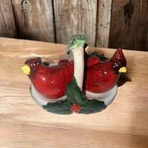 Portmeirion Red Cardinal Salt and Pepper w/holder Shakers Christmas Holi... - $22.26 CAD