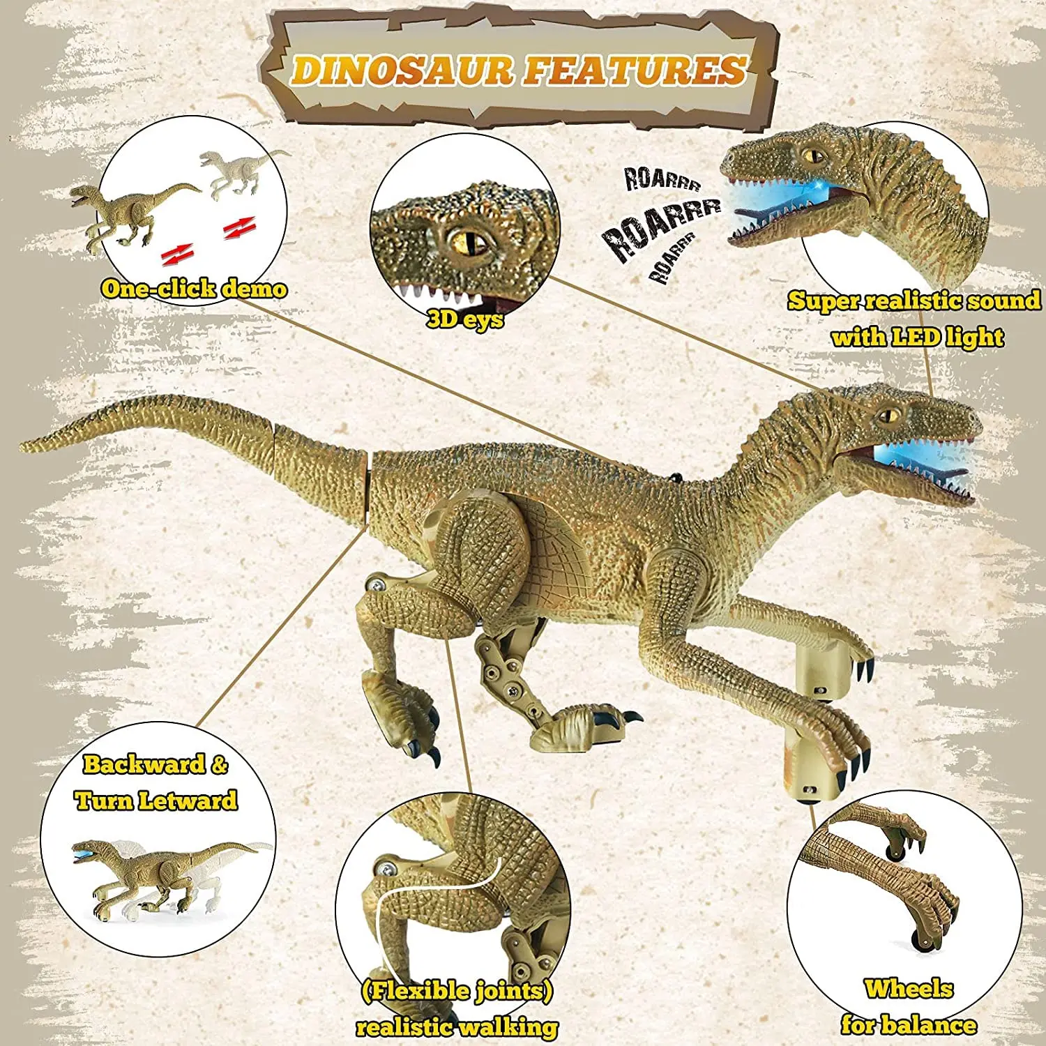 Game Fun Play Toys RC Dinosaurios de Juguete Blue Velociraptor Remote Control Di - £52.60 GBP