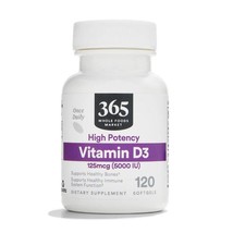 10/27 365 by Whole Foods Market, Vitamin D3 Softgels, 5000 IU, 120 CT - $15.83