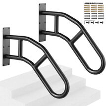 VEVOR Outdoor Step Handrail,29"L,Wall Mount,U-Shaped,Matte Black,1-3 Ste... - $46.90