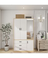 Armoire Wardrobe Closet with 3 Drawers,2 Doors with a Mirror for Bedroom - $409.99