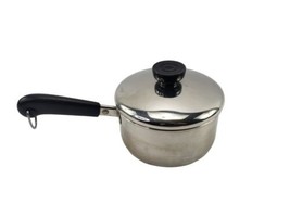 Revere Ware 1801 Saucer Pan Pot 1 Qt w Lid Stainless Steel Clinton ILL USA - $19.74
