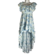 Skylar Madison High Low Ruffle Boat Neck Blue Floral Dress Women&#39;s Size S - £19.50 GBP