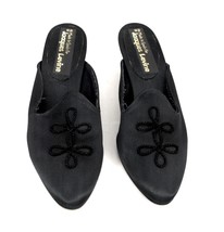 VTG JACQUES LEVINE BLACK KITTEN HEEL SLIPPERS SIZE 9B RUNS SMALL Braided... - $1,468.30 MXN