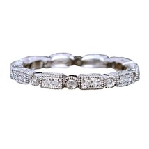 Anneau de Mariage Art Déco Mariage de Valeur Argent Avec Imitation Diamant - £144.75 GBP