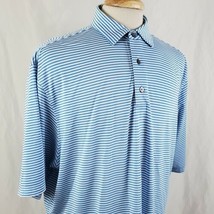 Foot Joy Golf Polo Shirt Large Three Button Polyester Blend Blue White S... - £19.66 GBP