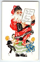 Santa Claus Christmas Postcard Children Dancing Around Saint Nick Embossed - $15.68