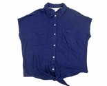 Tommy Bahama Women&#39;s Size Medium Sleeveless Button Up Shirt 100% Linen Blue - £19.14 GBP