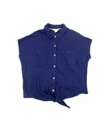 Tommy Bahama Women&#39;s Size Medium Sleeveless Button Up Shirt 100% Linen Blue - £18.67 GBP