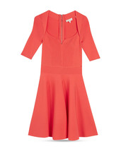 Ted Baker Milly Rib Knit Sweetheart Neckline Dress Sz 3 US 8-10 Coral  R... - $59.99