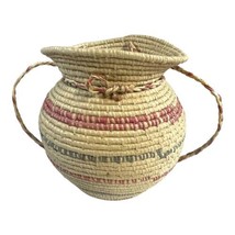 Vintage Basket Purse Wall Hanging Planter Vase Woven Coil Round Southwes... - £29.41 GBP