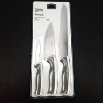 Ikea ANDLIG 3 Piece Knife Set Stainless Steel Light Gray New - £15.02 GBP