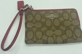 Coach New York Brown and Red Signature Wristlet - $16.36