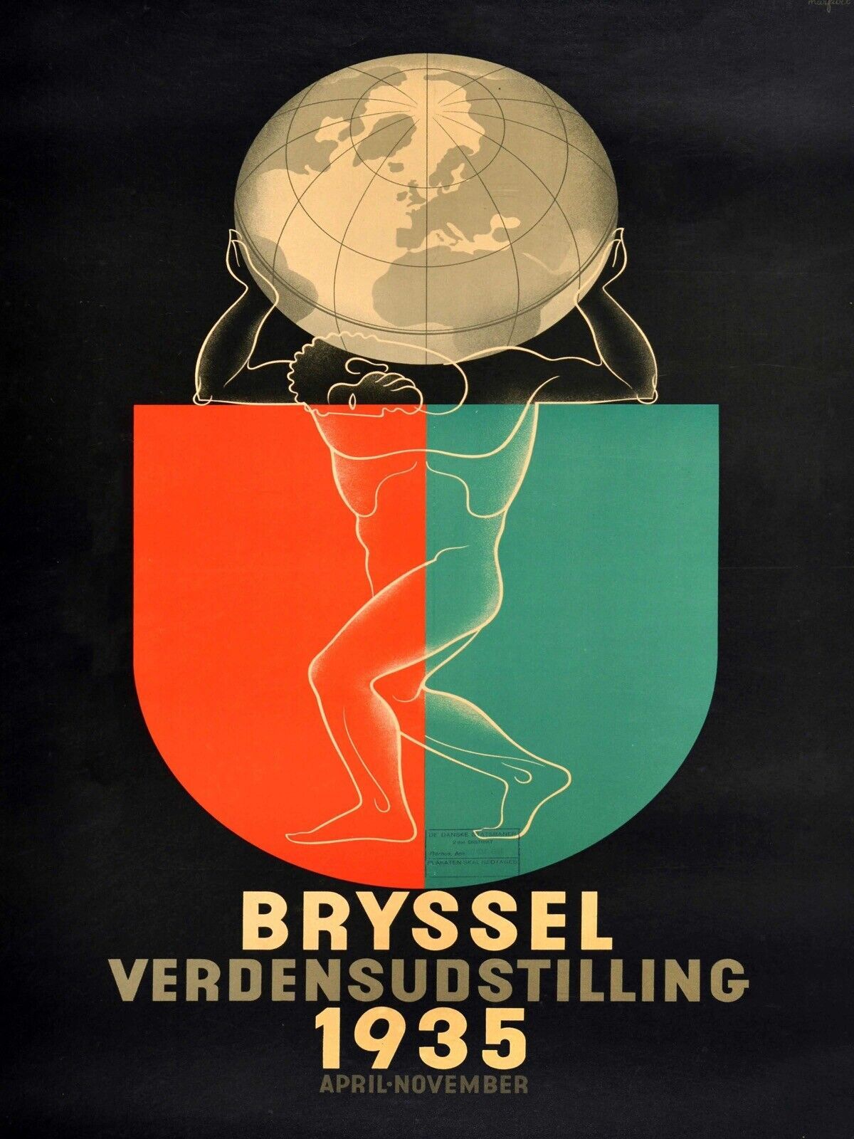 12765.Decor Poster.Home wall.Room art vintage design.1935 Brussels World Fair