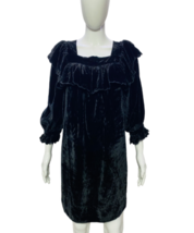 Doen Damen Vintage besticktes Rüschensamt schwarzes kurzes Minikleid Größe M - £219.23 GBP