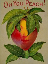 Halloween Postcard Fantasy Anthropomorphic Dressed Peach Head Oh You Nash 1910 - £51.22 GBP