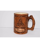 Vintage Walt Disney World Castle Ceramic Mug Brown Faux Wood Look - €11,16 EUR