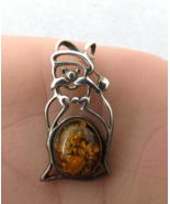 Santa Claus Pendant Sterling Silver Oval Amber Color Jelly Belly 1.25&quot; O... - $545.49 MXN