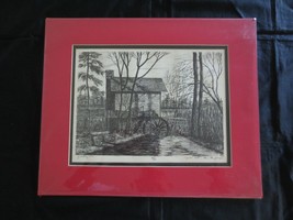 Matted 1970 Gurtovoz 35/60 Grist Mill Stone Mtn., Georgia Litho - 16.75&quot; X 14&quot; - £19.65 GBP