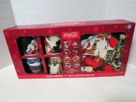 Coca Cola Holiday Portraits 8 Piece Stoneware Set Coke Mugs Dessert/Sala... - £27.24 GBP