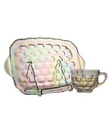 Colonial Iridescent Snack Tray Set by Federal Glass Cup and Plate Carnival - $231.69 MXN