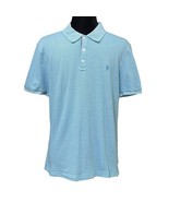 Penguin Light Blue Classic Fit Textured Cotton Polo Shirt Logo Size Medium - $14.99