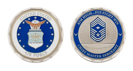 AIR FORCE CHIEF MASTER SERGEANT WITH DIAMOND   1.75&quot; USAF CHALLENGE COIN - £29.05 GBP