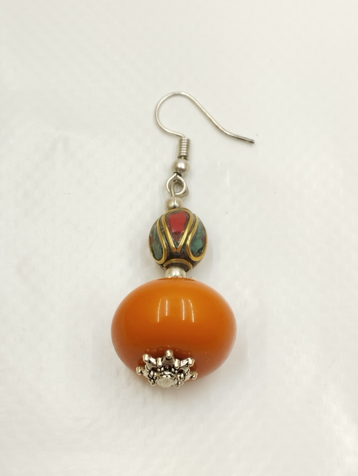 Handmade Moroccan Amber Resin Bead Earring – Berber Boho Tribal Jewelry Item image 2